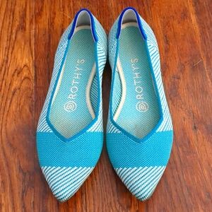 Rothy's - The Point - Turquoise Calypso Stripe - VGUC - 6.5